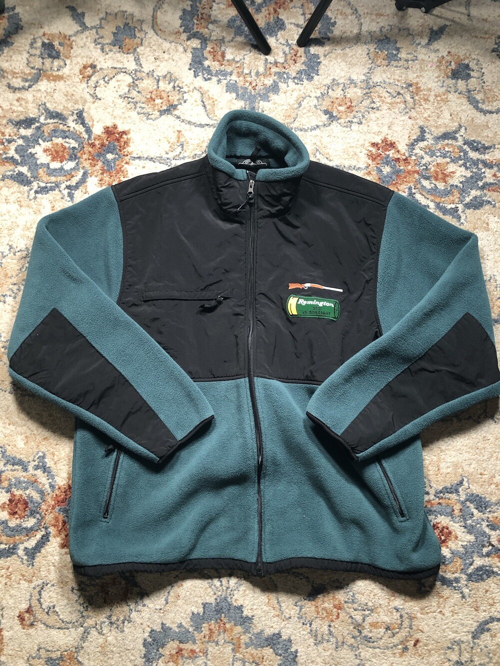 Charles River Apparel Fleece Hunting Jacket Full Zip Green Embroidered Size XL